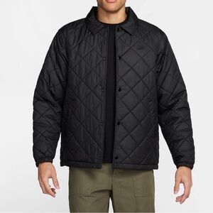 Nike Men's Lightweight Quilted Black Therma Fit Insulated Jacket Snaps Med NWT